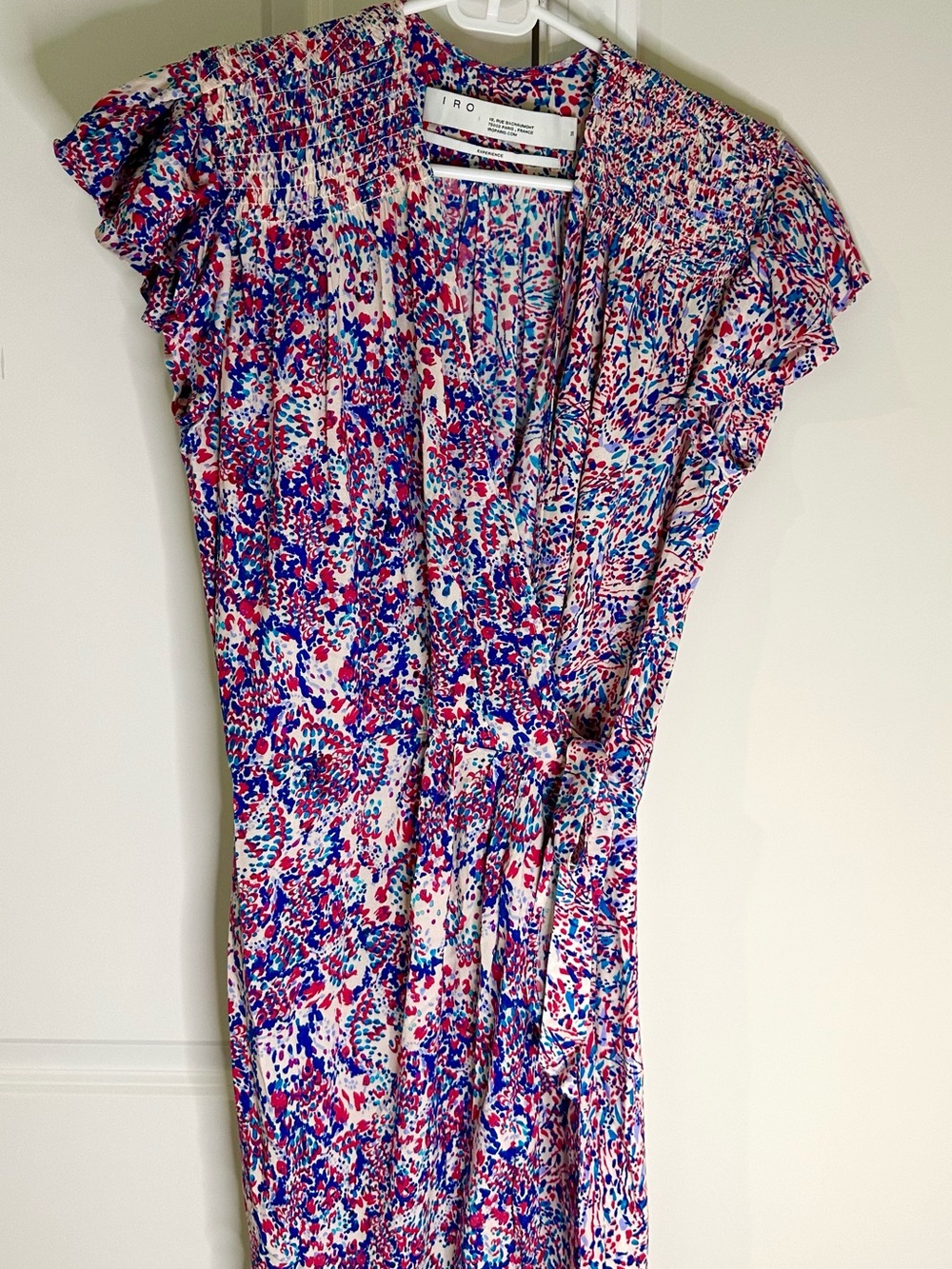IRO Multicolor Speckled Floral Blouse in Blue, Pink and Teal